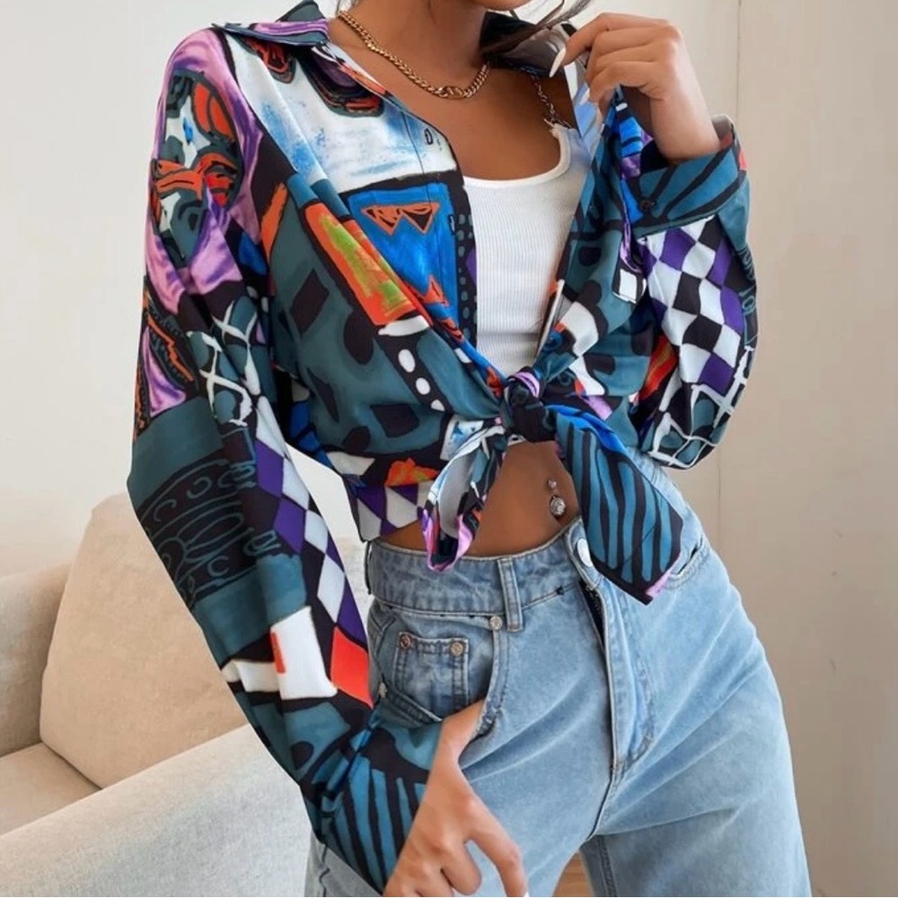 Colorful Abstract Button-Up Shirt - Picture 5 of 5